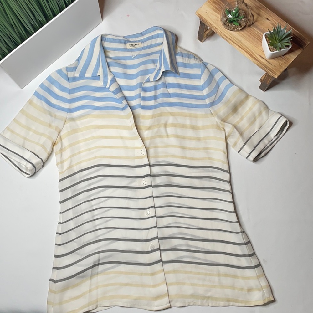 L’agence womans silk button down blouse size S